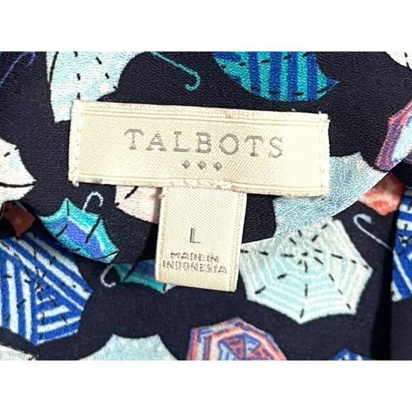 Large Talbots Button Up Collared Sleeveless Umbrella Patterned Shirt - Picture 11 of 12